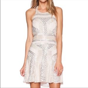 Parker Black Leona Beaded Silk Halter Dress Sz 8